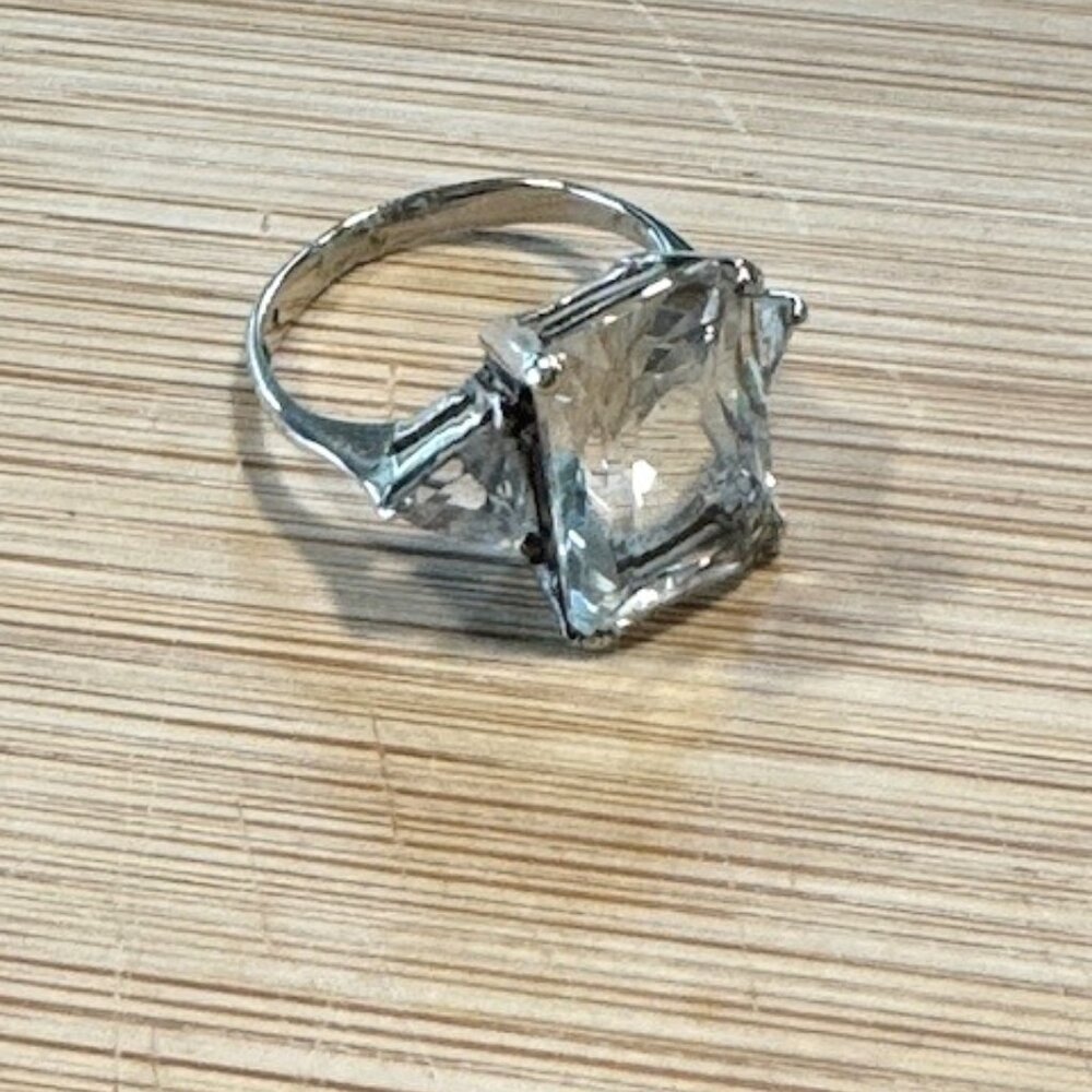 sterling silver white topaz ring sz 7